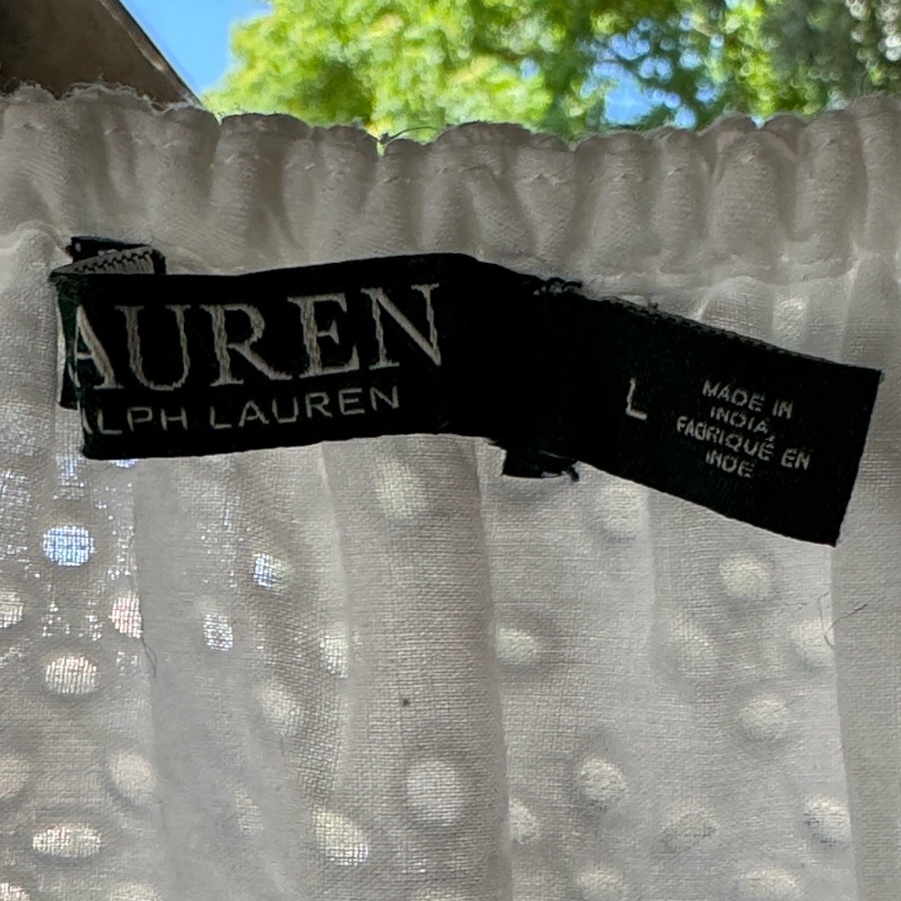 Lauren Ralph Lauren White Cotton Sleeve Peasant Blouse Size Large EUC like new - Picture 4 of 12